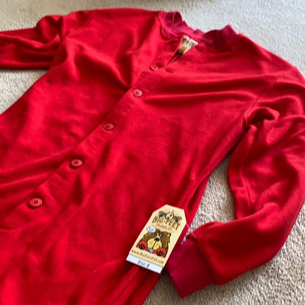 Red Micro-Polar Fleece adult Footed Onesie Pajamas